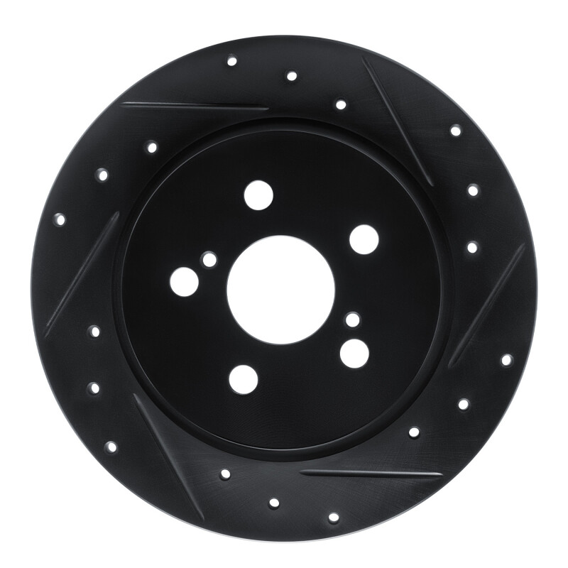 Toyota Corolla Brake Rotor (1) - Rear Right - R1 Concepts - Drilled & Slotted - Black - `09-`15